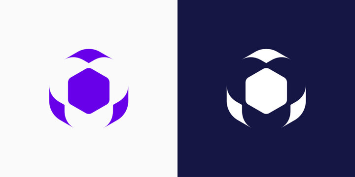Geometric hexagon vector logo design with a modern, simple, clean, and abstract style. Icon for business, technology, and personal branding.