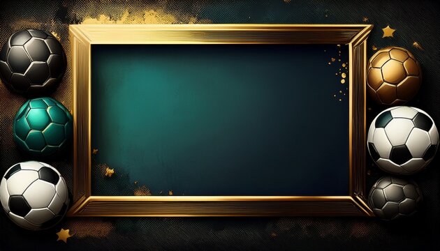 dark frame with soccer theme border with negative space empty space