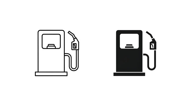 Gas station pump icon set, fuel dispenser symbol, vector illustration