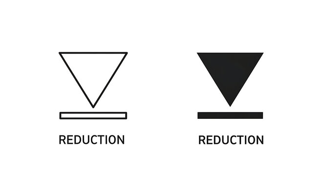 Reduction icon set, downward arrow pointing to a horizontal line