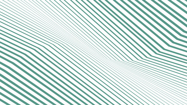 Abstract geometric pattern of parallel green lines creating an optical illusion of depth and movement