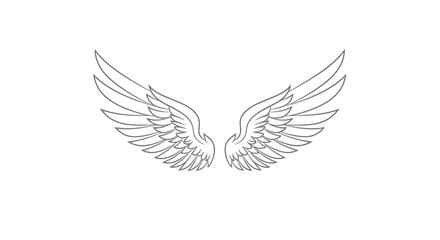 Fototapeta premium Minimalist Angel Wings Line Art Illustration
