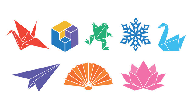 Origami Paper Folded Shapes.