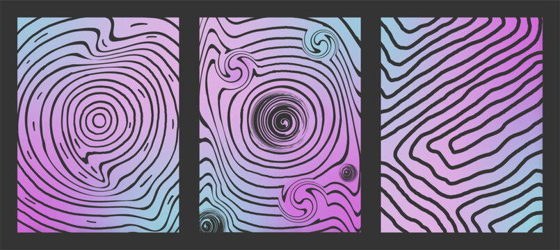 Psychedelic Hypnotic Swirl Poster Background Set