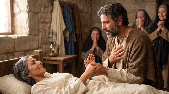 Apostle Peter Reviving Dorcas with Compassion in Joppa