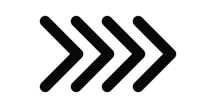 Modern black four arrow icon pointing right symbolizing fast progress next step direction and navigation