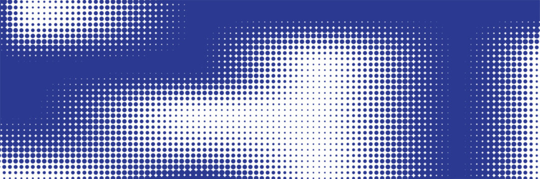 black Halftone blue Vector Background - Retro Pop Art Dotted Texture Banner