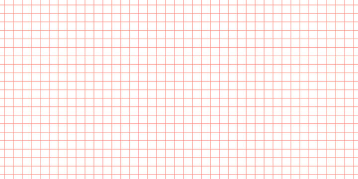 Red square grid pattern transparent background. Geometric graph paper line texture, and math notebook sheet layout. Abstract gridline blueprint vector illustration