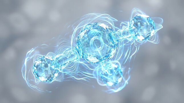 Abstract blue energy particles swirling and glowing.