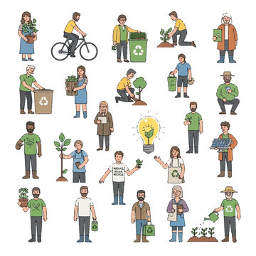 People doing eco friendly activities together.