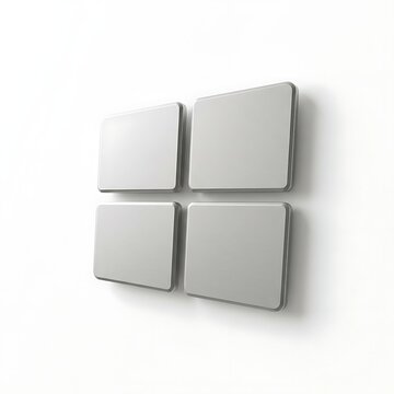 Four square panels arranged in a 2x2 grid, casting shadows on a white background.