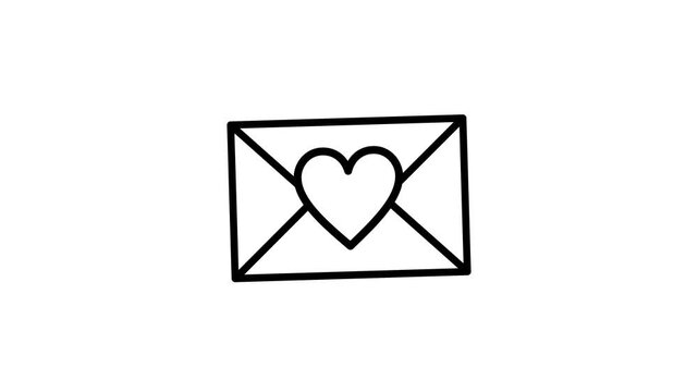 Love letter in an envelope animated icon. Mail with love stamp. email sign and symbol. E-mail icon animation