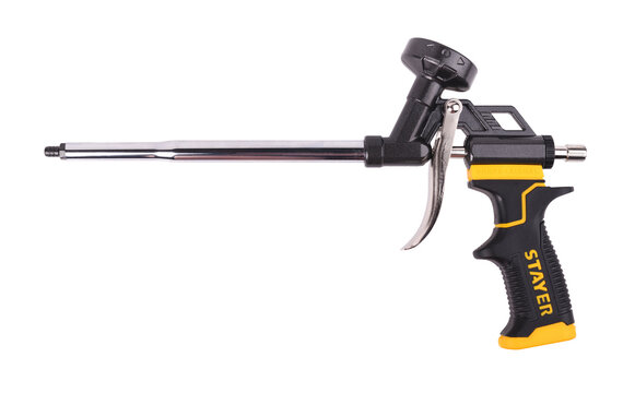 Stayer professional spray foam gun applicator isolated on white.