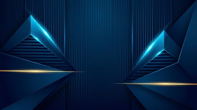 Futuristic digital tunnel with glowing blue light and geometric data flow perspective