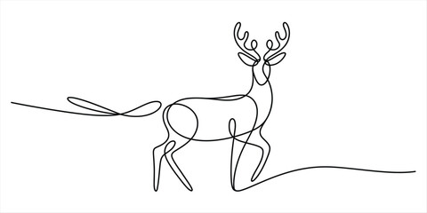 Obraz premium Minimalist continuous single line drawing of a deer with antlers
