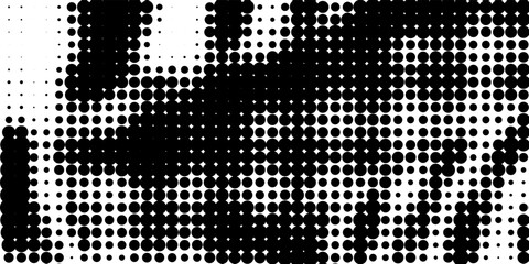 Fototapeta premium fun beautiful black and white shadow halftones retro pop art funky urban colorful comic book. Dotted halftone gradient texture. Vanishing polka dot background. vectoe ilustration