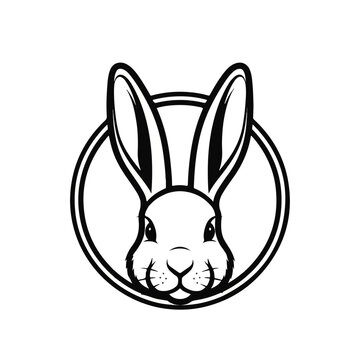 Rabbit Head in Circle Icon Design.
