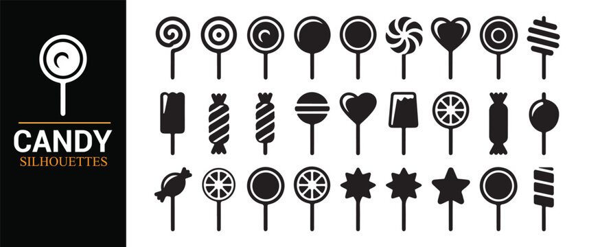 Classic Candy Silhouette Icon Pack for Web and Print Design