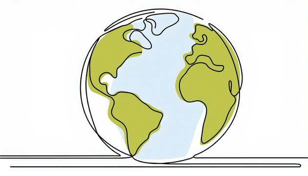earth one line drawing on white