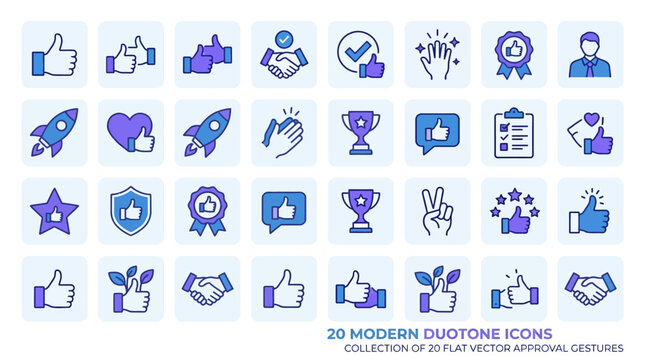 Modern Like Icons Pack with Thumbs Up Social Media Reaction Symbols. Social Media Like Icons Collection with Modern UI Interface Elements. Thumbs Up Like Icons Pack for Web Mobile Apps and User Interf