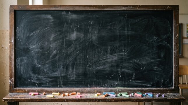 Black old empty chalkboard