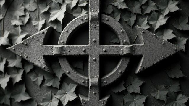 A simple metal cross against a plain background