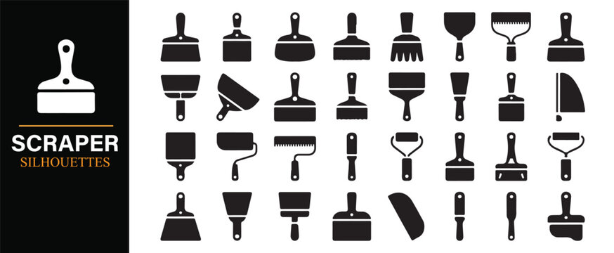 Scraper Silhouette Icons Set for Construction and Repair Design