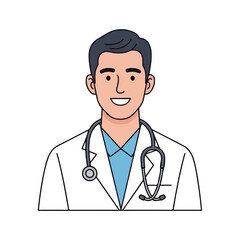 Fototapeta premium Smiling male doctor with stethoscope around neck.