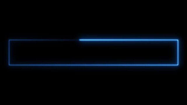 4K Glowing neon blue rectangle border animation, seamless loop of electric light frame on black background.minimalist futuristic loading or title frame motion graphics loop.
