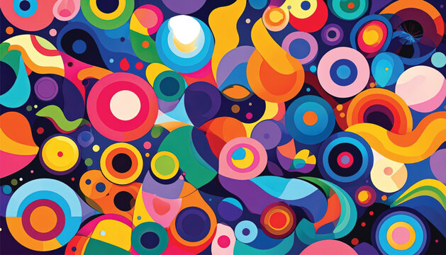 Colorful Circles and Shapes Pattern.