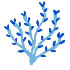 Fototapeta premium Hand Drawn Blue Coral Reef Plant Illustration Isolated on White Background for Marine Design