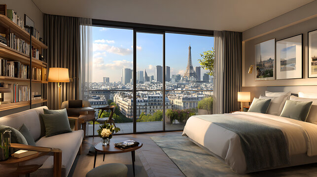 visualize a luxury hotel room 