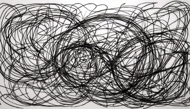 bstract messy scribble background hand drawn tangled pencil sketch texture chaotic black doodle lines grunge