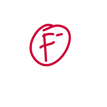 Handwritten Red F- Grade Plus Icon with Circle Mark