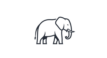 Fototapeta premium Minimalist elephant line art icon for animal conservation.