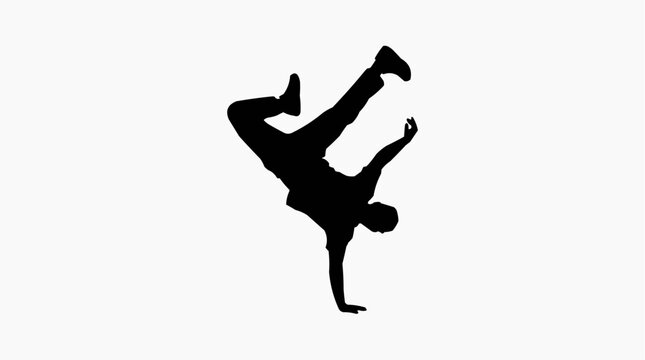Breakdancer silhouette performing a move for the concept of hip hop dance.
