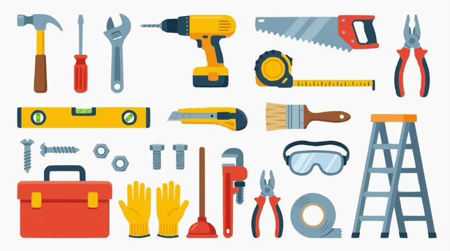 A collection of assorted tools for DIY projects and home renovation.