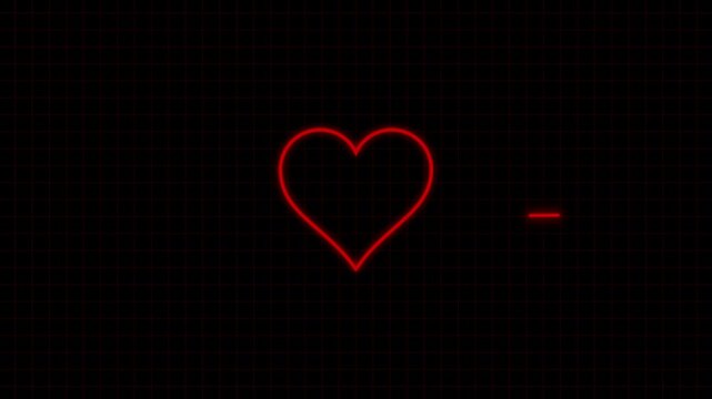 Red heart beats on a black background
