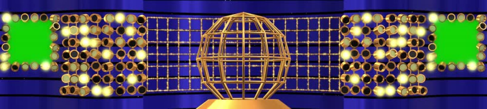 Luxury Golden Game Show Stage Loop Animation with Glowing Geometric Sphere