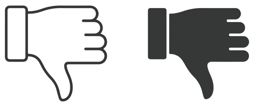 Thumbs down icon set, dislike symbol, vector illustration isolated on white background