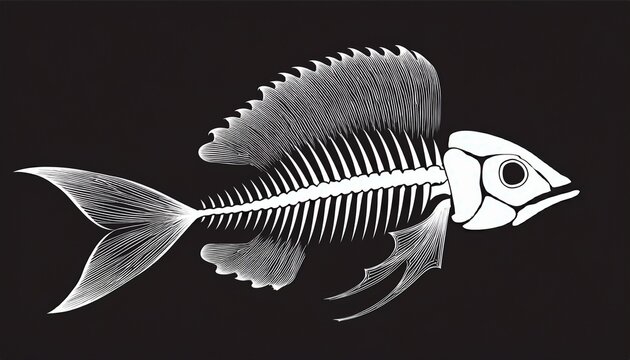 silhouette of skeleton marine fish