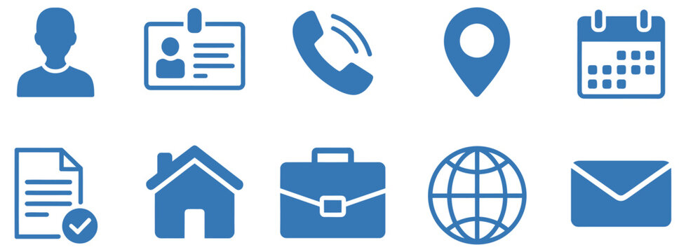 Personal Information Icons Vector minimal user profile contact details account management identity card address location calendar schedule digital graphic design