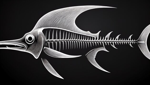 silhouette of a big skeleton swordfish