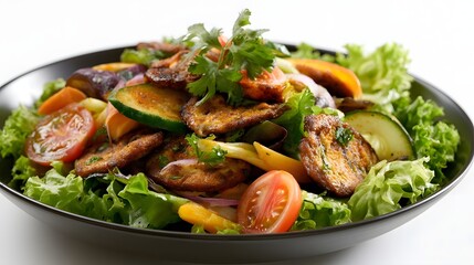 Fototapeta premium A beautifully presented nutritious dish is captured with inviting studio lighting