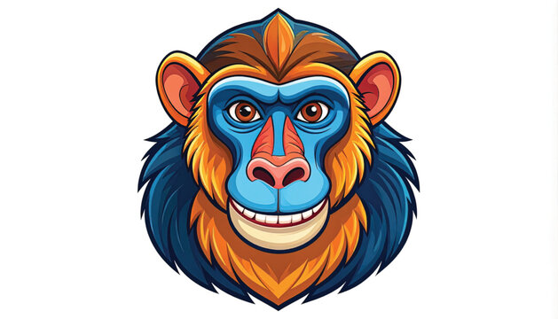 Colorful illustration of a monkey face.