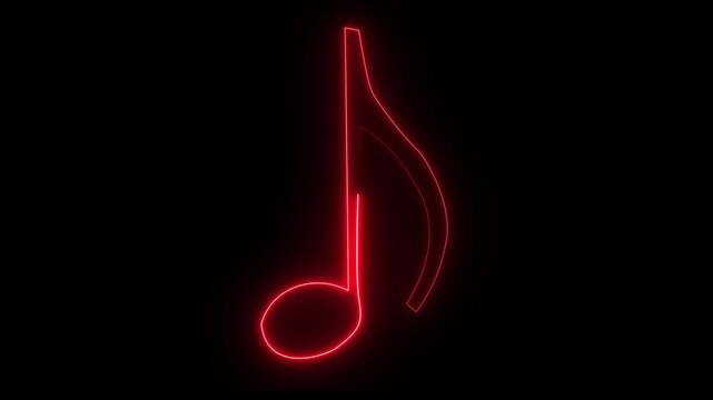 Music note Glowing neon effect for overlay. Music symbol neon. Abstract neon music notes glowing animation.