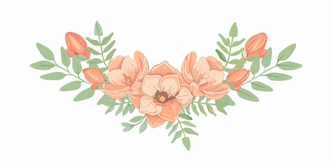 Peach Floral Arrangement A Watercolor Style Botanical Illustration © Topoti