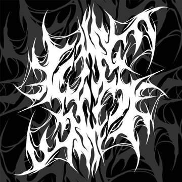 Chaotic cyber sigilism deathcore metal logo vector. Abstract heavy metal sharp thorn print for streetwear apparel and tattoo design. Aggressive black and white Y2K style organic graphic.