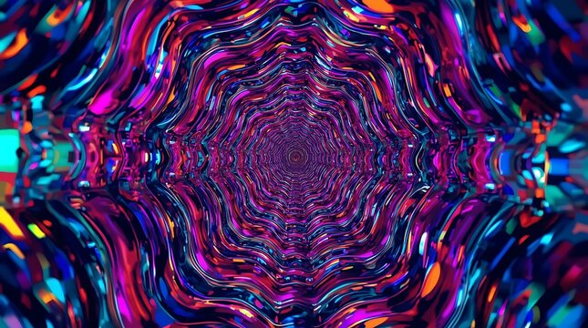 Abstract Digital Art - Colorful Psychedelic Tunnel Vision.
