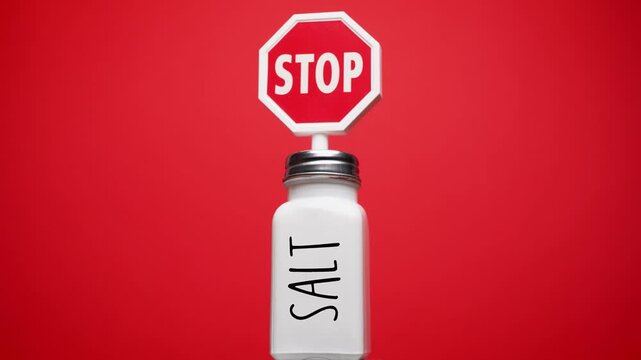 Salt Reduction and Low Sodium Diet Concept with Stop Sign